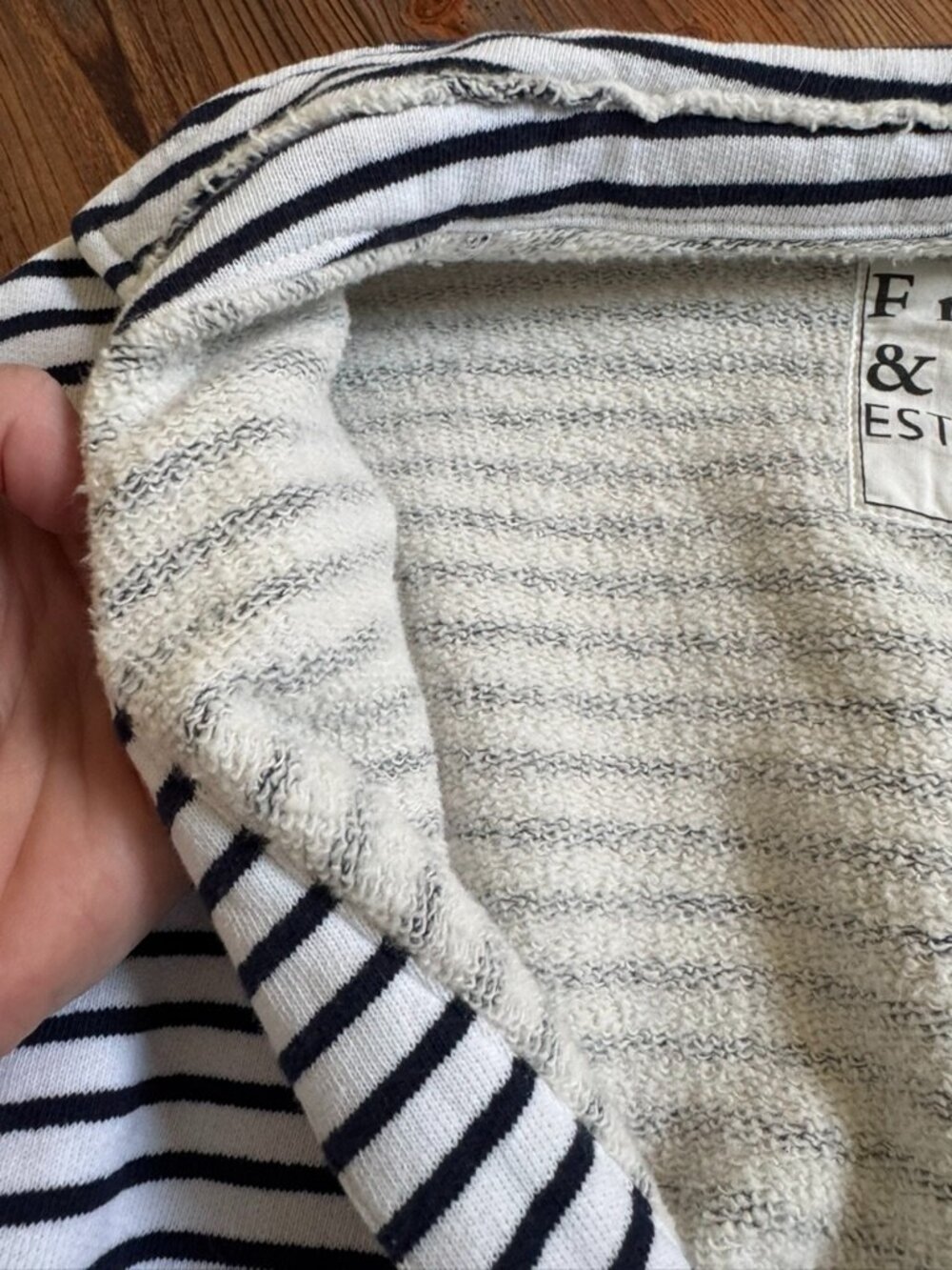 Frank & Eileen Patrick Popover Henley Striped Navy XS French Terry Top - Picture 6 of 12